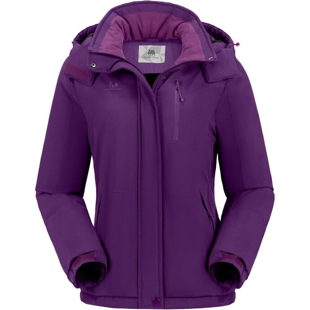 Women's   Purple Waterproof Ski Jacket Warm Winter Snow Coat Hooded Mountain